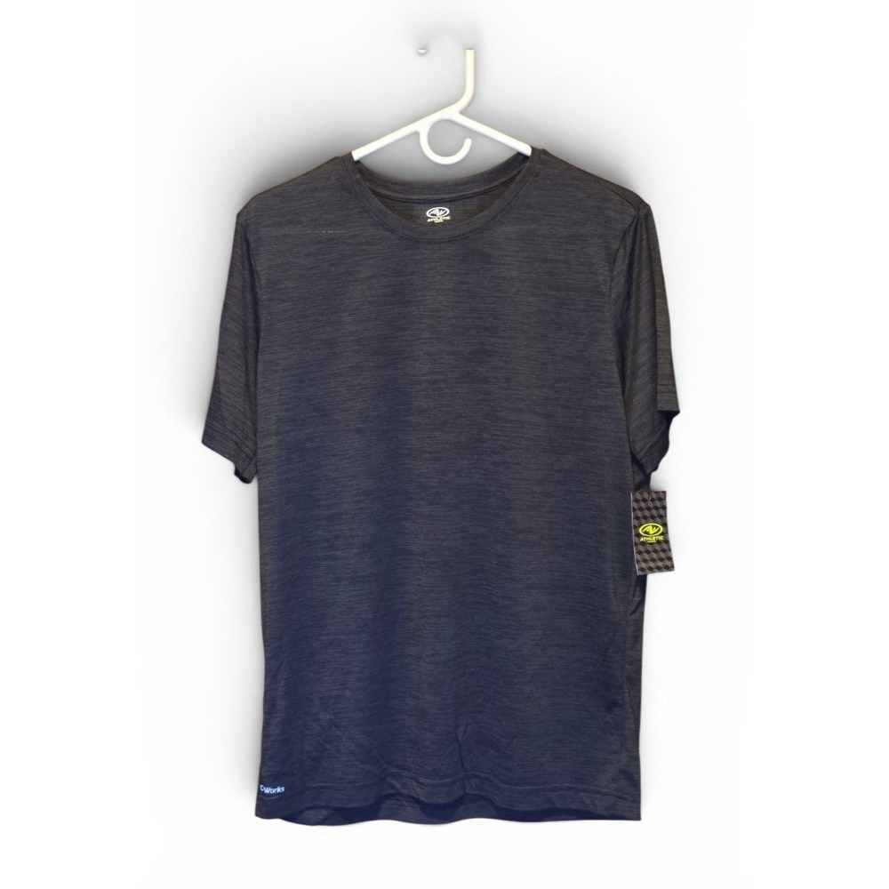 Athletic Works Men Poly Jersey Tee Rich Black Stripe Dry-Fit‎ Shirt Multi sizes